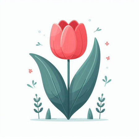 Tulip flower vector illustration. Floral spring design element.のイラスト素材