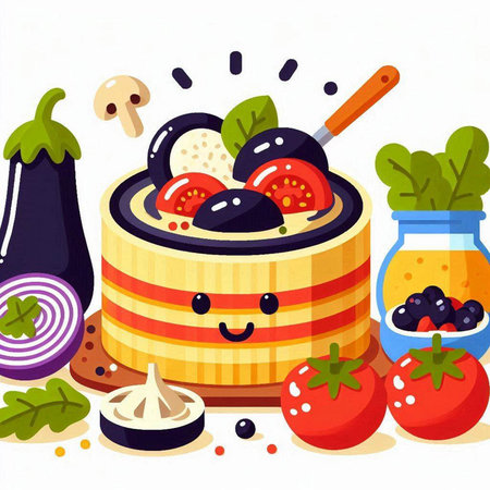 Illustration of a Cute Cartoon Vegetable Cheerful Foodのイラスト素材