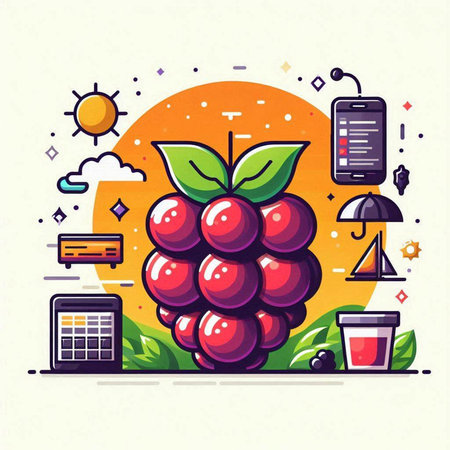 Vegetable and fruit, healthy food concept, vector illustration.のイラスト素材