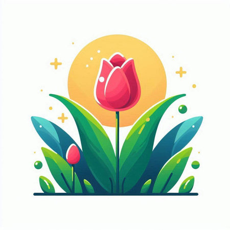 Tulip flower vector illustration. Spring season floral design element.のイラスト素材