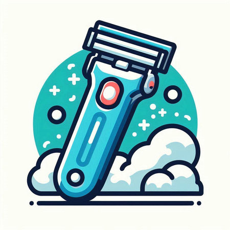 Shaving razor thin line icon. Vector illustration, flat design.のイラスト素材