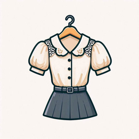 Women's blouse and skirt on hanger. Vector illustration.のイラスト素材
