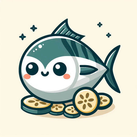 Cute cartoon fish character. Vector illustration in a flat style.のイラスト素材