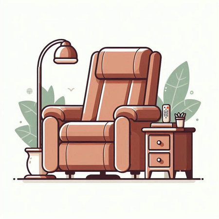 Comfortable armchair in the living room. Vector illustration in flat styleのイラスト素材