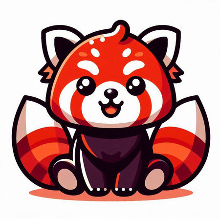 Cute cartoon red panda on white background. Vector illustration.のイラスト素材