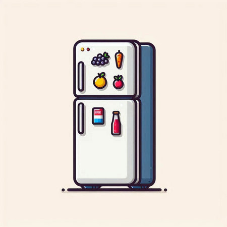 Fruit Refrigerator Icon. Refrigerator vector illustration.のイラスト素材