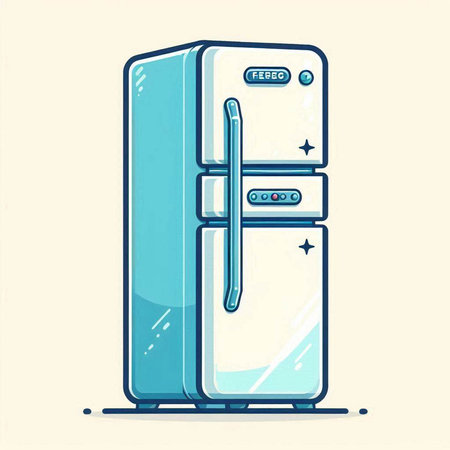 Refrigerator icon. Vector illustration of fridge in flat style.のイラスト素材