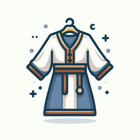 Japanese kimono in flat style. Isolated vector illustration.のイラスト素材