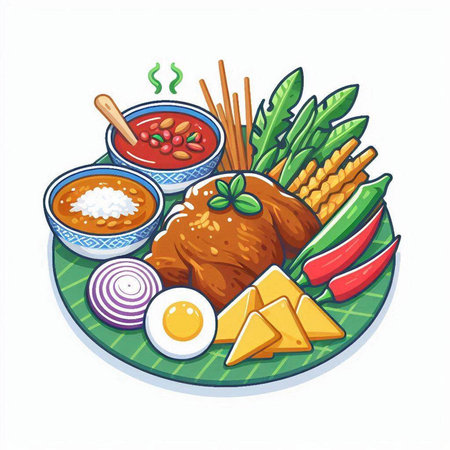Thai food vector illustration on white background. Vector illustration of Thai food.のイラスト素材
