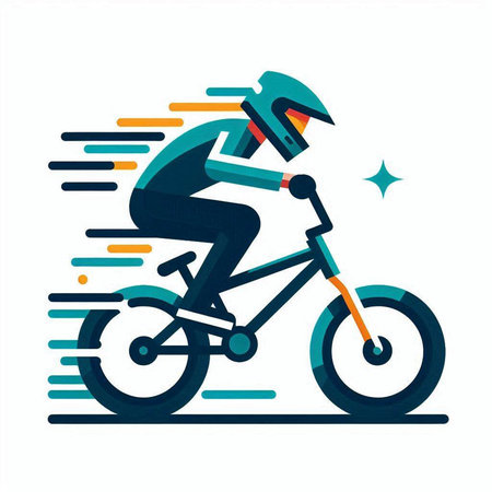 Cyclist riding a bike. Vector illustration in flat style.のイラスト素材