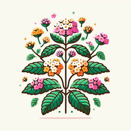 Illustration of yarrow flowers with green leaves. Vector illustration.のイラスト素材
