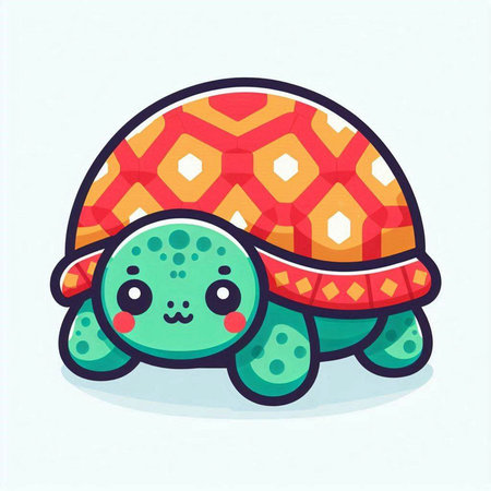 Cute cartoon turtle. Vector illustration isolated on a white background.のイラスト素材