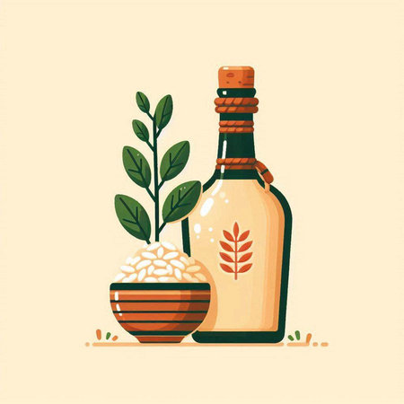 Olive oil bottle in flat style. Vector illustration for your designのイラスト素材