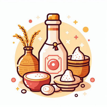 Spa salon vector illustration with bottle of oil and bowl of saltのイラスト素材