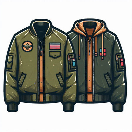 Military jacket on a white background. Vector illustration of a military jacket.のイラスト素材