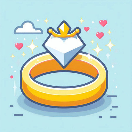 Wedding ring icon. Vector illustration in flat cartoon style.のイラスト素材