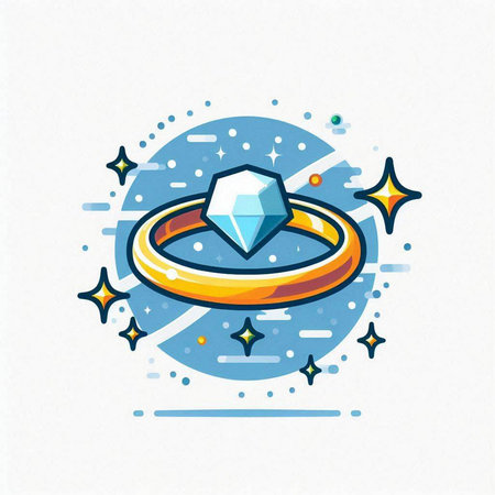 Jewelry diamond ring vector illustration. Engagement ring icon.のイラスト素材