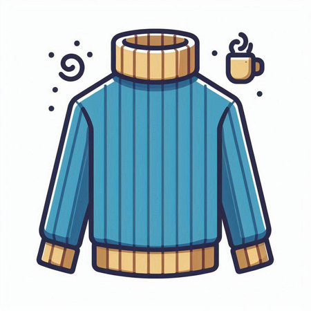 Woolen sweater with a cup of coffee. Vector illustration.のイラスト素材