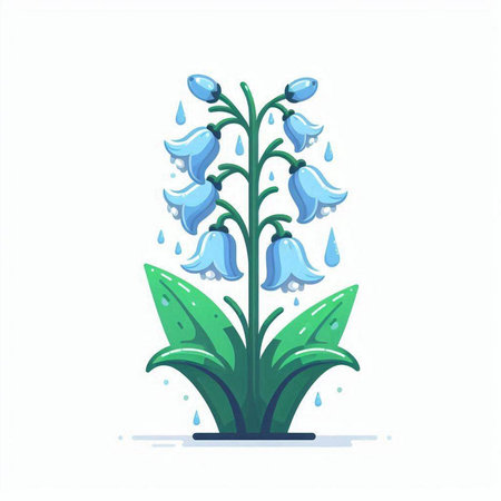 Bluebell flower isolated on white background. Flat style vector illustration.のイラスト素材