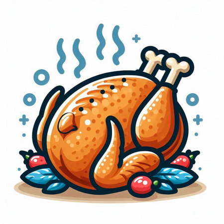 Illustration of a roasted turkey. Vector illustration of a roasted turkey.のイラスト素材