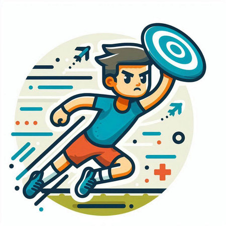 Soccer player with ball and target. Vector illustration in cartoon style.のイラスト素材