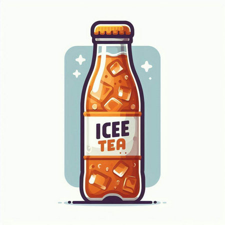Bottle of cola with ice cubes and inscription. Vector illustration.のイラスト素材