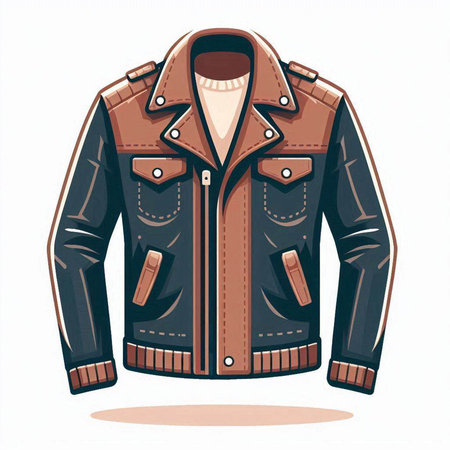 Vector illustration of a brown leather jacket isolated on a white background.のイラスト素材