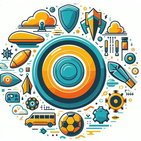 Vector illustration of sport icons in circle shape. Modern flat design for web and print.のイラスト素材