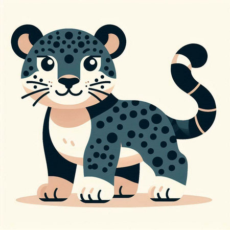 Cute cartoon leopard. Vector illustration of a wild animal.のイラスト素材