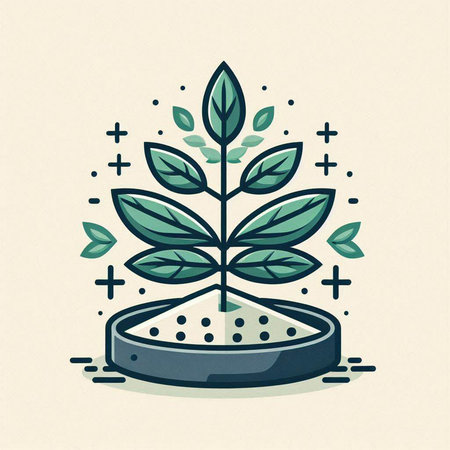 Ecology concept. Vector illustration of a green plant on a round pedestal.のイラスト素材