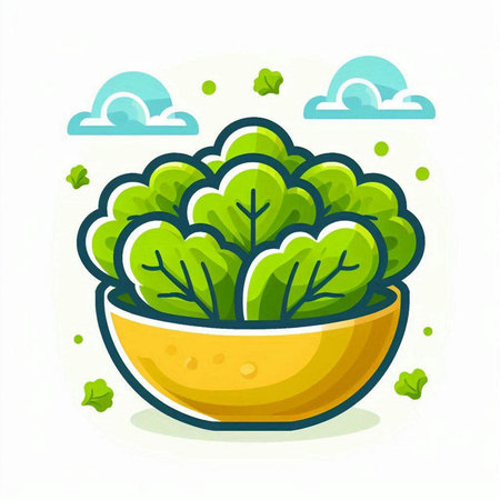 Cabbage in a bowl. Vegetarian food. Vector illustration.のイラスト素材