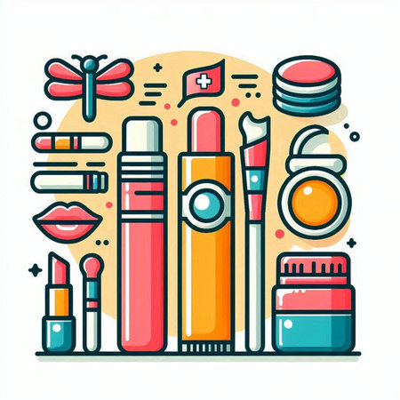 Cosmetics and make-up concept. Vector illustration in thin line style.のイラスト素材