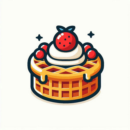 Strawberry cake icon. Vector illustration. Isolated on white background.のイラスト素材