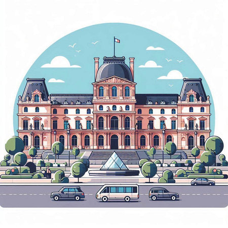 Bucharest, Romania. City hall building. Vector illustration.のイラスト素材