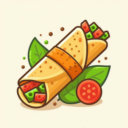 Mexican burrito vector illustration. Traditional mexican fast food.のイラスト素材