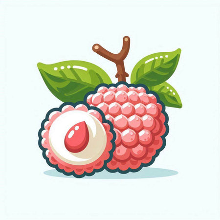 Lychee fruit vector illustration. Isolated on white background.のイラスト素材