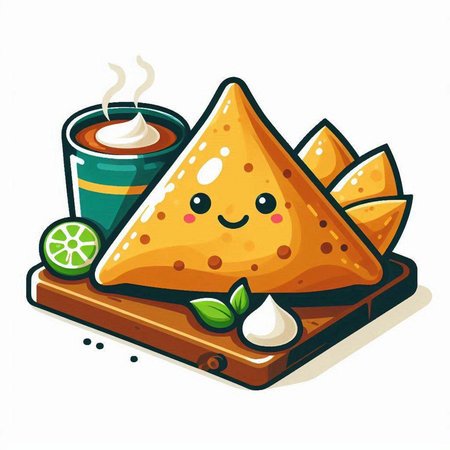 Illustration of a rice dumpling with a cup of coffeeのイラスト素材