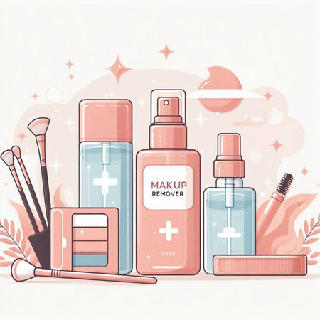 Cosmetic set. Vector illustration of cosmetic products on a light background.のイラスト素材