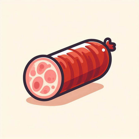 Sausage icon. Vector illustration of a piece of sausage.のイラスト素材