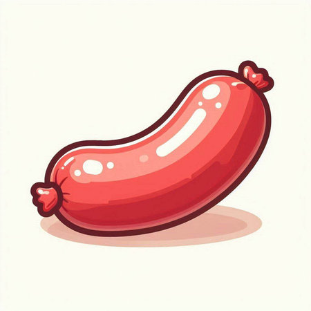 Illustration of a sausage on a white background. Vector illustration.のイラスト素材