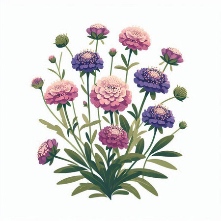 Illustration of a bouquet of flowers on a white background.のイラスト素材