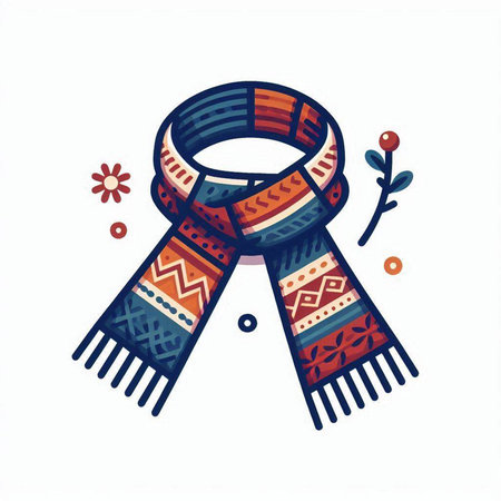 Hand drawn vector illustration of winter scarf. Isolated on white background.のイラスト素材