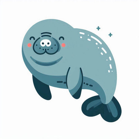 Cute cartoon seal. Vector illustration isolated on a white background.のイラスト素材
