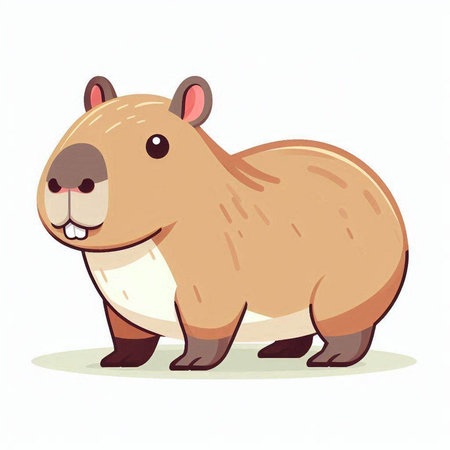 Cute cartoon beaver isolated on white background. Vector illustration.のイラスト素材