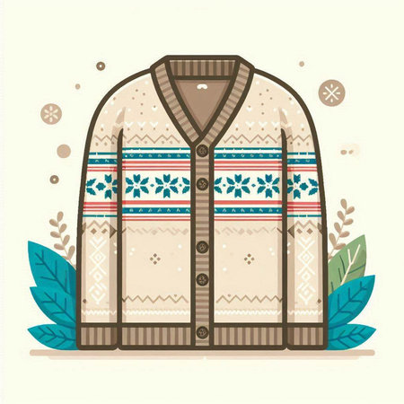 Vector illustration of a warm sweater in a folk style with a pattern.のイラスト素材