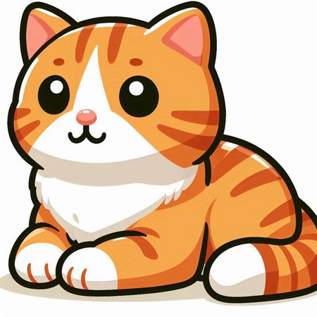 illustration of a cute cat on a white background, vector illustrationのイラスト素材