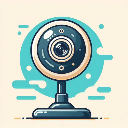 Vector illustration of web camera in flat style. Webcam icon.のイラスト素材