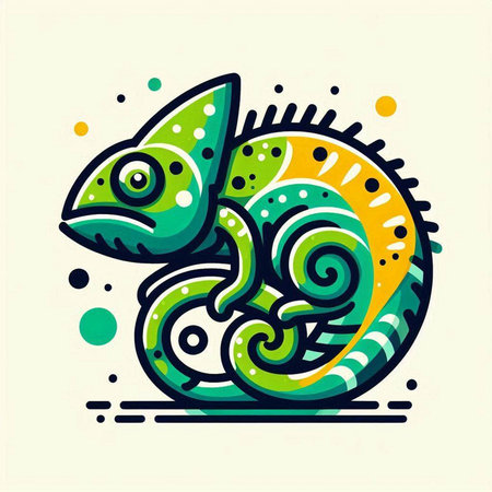Vector illustration of a chameleon in the style of Doodle.のイラスト素材