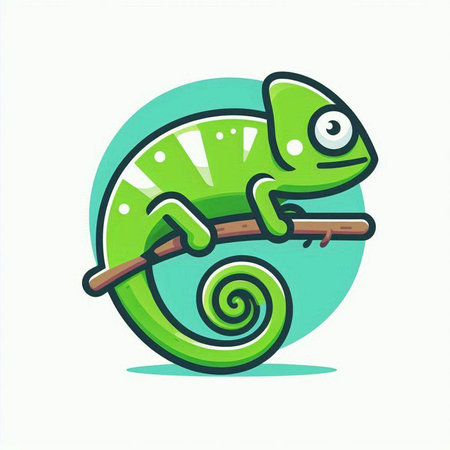Cartoon chameleon on a white background. Vector illustration.のイラスト素材