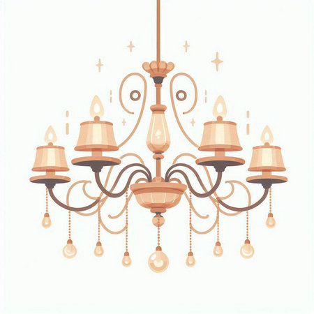 Vintage chandelier. Retro chandelier. Vector illustration.のイラスト素材